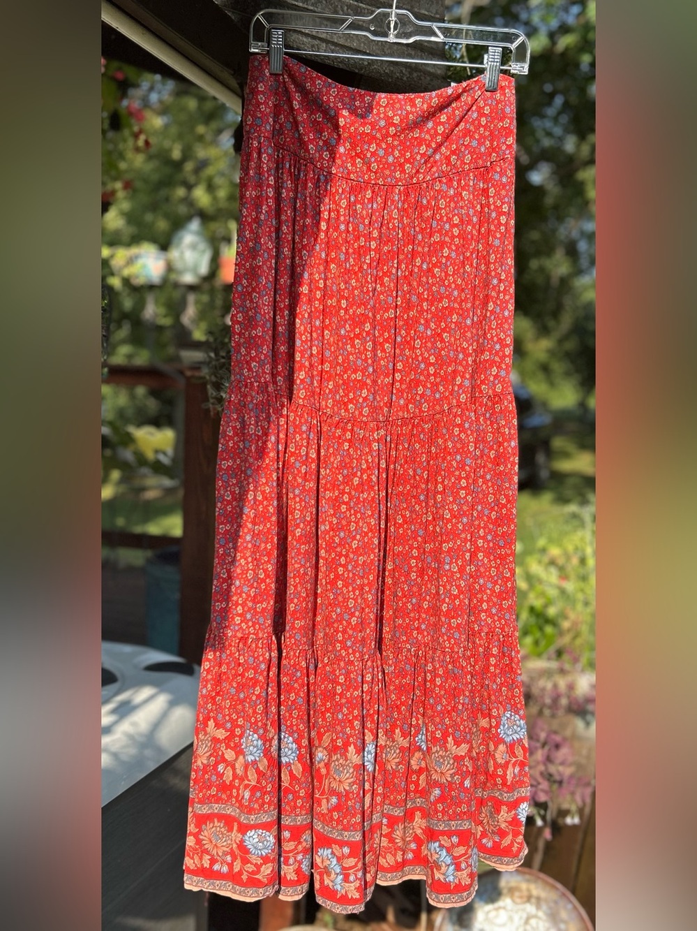 Natural Life Hanna Convertible Maxi Skirt Red Floral Border - Picture 5 of 7